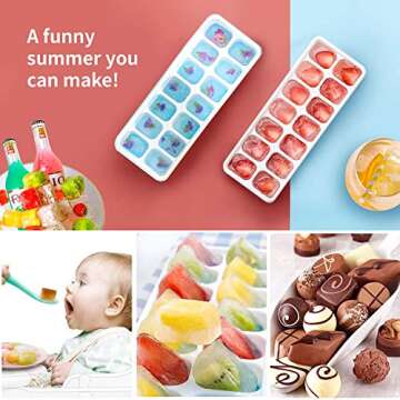 Airabc Ice Cube Trays 4 Pack, Silicone with Removable Lid, Easy-Release Flexible 14-Cube Trays, LFGB...