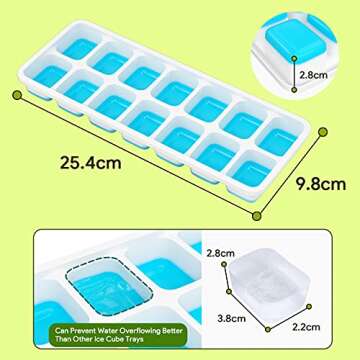 Airabc Silicone Ice Cube Trays with Removable Lid 4 Pack