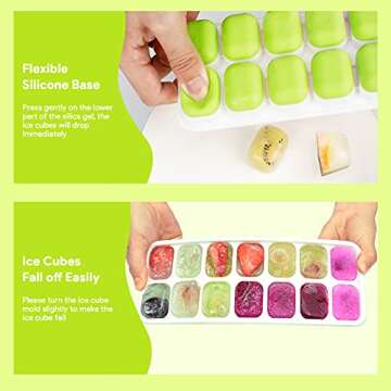 Airabc Silicone Ice Cube Trays with Removable Lid 4 Pack
