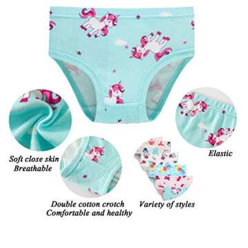 Baby Soft Cotton Mermaid Underwear Girls Briefs Toddler Panties Undies 2/3T Multicolored