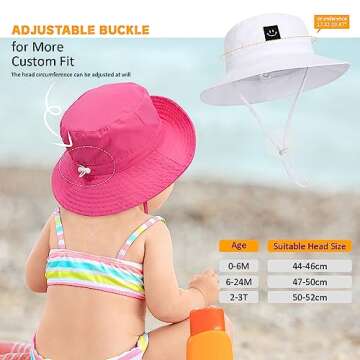 Baby Sun Hat, Newborn Toddler Foldable Beach Hat UPF 50+ Sun Protection Bucket Hat for Boys Girls Adjustable Cap (6-24 Months) Blue
