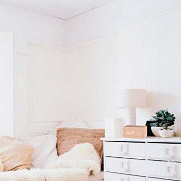 BALDR Wooden Digital Alarm Clock, Bamboo Wood White Light