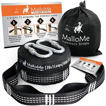 MalloMe XL Hammock Straps - Hammock Tree Straps Set 2000+ LBS Heavy Duty 40 Loops & 100% No Stretch ...