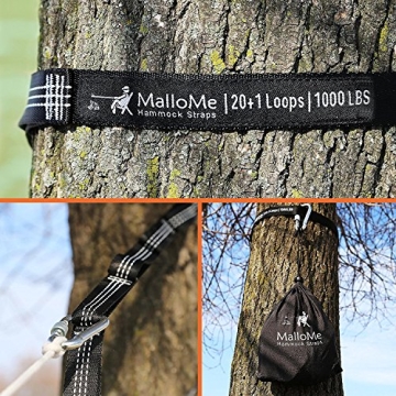 MalloMe XL Heavy Duty Hammock Straps Set with Carabiners