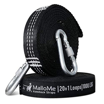 MalloMe XL Heavy Duty Hammock Straps Set with Carabiners