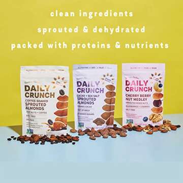 Daily Crunch Sprouted Almonds Mini Variety Pack for Healthy Snacking