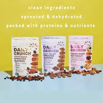 Daily Crunch Sprouted Almonds Mini Variety Pack for Healthy Snacking