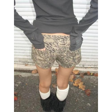 Hesaco Y2K Beach Shorts with Leopard Print & Lace Trim