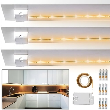 Luminoodle LED Under Cabinet Lighting Strip, 3-Pack, Warm White