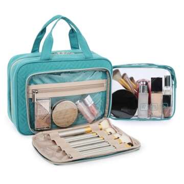 BAGSMART Toiletry Bag Hanging Travel Makeup Organizer with TSA Approved Transparent Cosmetic Bag Mak...