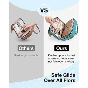 BAGSMART Toiletry Bag Hanging Travel Makeup Organizer with TSA Approved Transparent Cosmetic Bag Makeup Bag for Full Sized Toiletries, Large-Blue