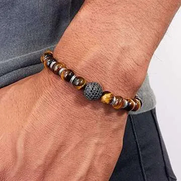 KARMA AND LUCK Men's CZ Ball Bracelet Handmade Gift