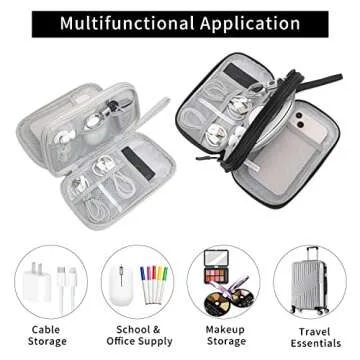 Electronics Organizer Travel Case, Small Cable Organizer Bag, Electronic Accessories Carry Case Water Resistant Double Layers Tech Storage Bag, Travel Essentials for Cord, Charger, Earphone, Black