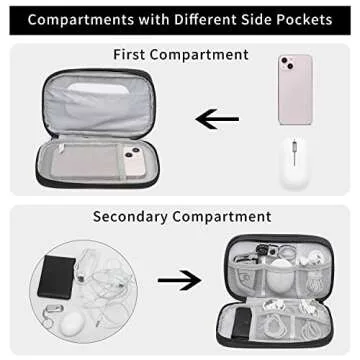 Electronics Organizer Travel Case, Small Cable Organizer Bag, Electronic Accessories Carry Case Water Resistant Double Layers Tech Storage Bag, Travel Essentials for Cord, Charger, Earphone, Black