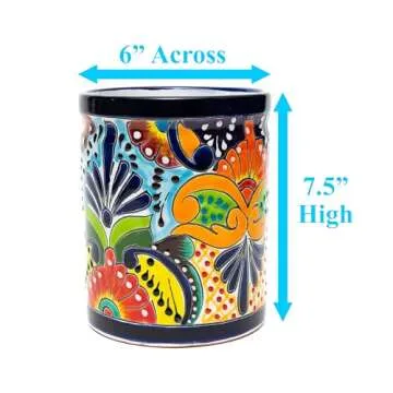 Utensil Holder For Counter Extra Large Utensil Crock, Mexican Talavera Pottery Kitchen Utensil Holder, Ceramic Utensil Holder Mexico Decor for Home Spatula Holder, Spoon Holder, Mexican Vase