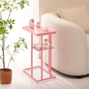 Yoobure C Shaped End Table, Side Table for Couch and Bed, Small Side Table for Small Spaces, Living ...