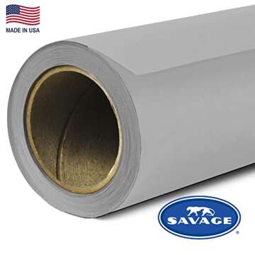 Savage Seamless Paper Photography Backdrop - Color #60 Focus Gray, Size 107 Inches Wide x 36 Feet Lo...