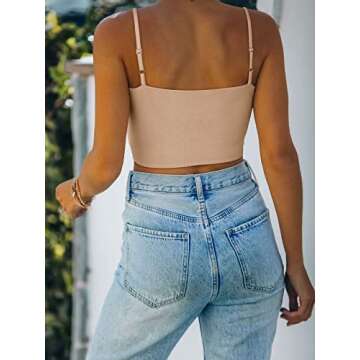 REORIA Women's Summer Sexy Sleeveless Adjustable Spaghetti Strap Cami Camisole Basic Fitted Seamless...