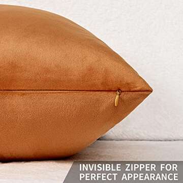 Yastouay 2 Pack Throw Pillow Covers, Orange Decorative Pillow Covers, Solid Sofa Pillows, Soft Velvet Pillow Case, Square Accent Cushion Covers for Sofa Couch Bed Chair, 18 x 18 Inches