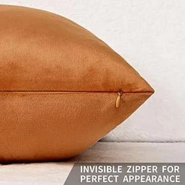 Yastouay 2 Pack Throw Pillow Covers, Orange Decorative Pillow Covers, Solid Sofa Pillows, Soft Velvet Pillow Case, Square Accent Cushion Covers for Sofa Couch Bed Chair, 18 x 18 Inches