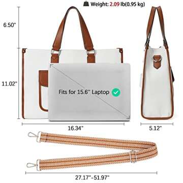 BOSTANTEN Laptop Tote Bag for Women Canvas Work Bag Professional 15.6 inch Briefcase Large Capacity ...