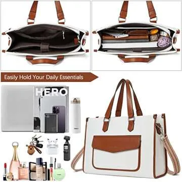 BOSTANTEN Laptop Tote Bag for Women Canvas Work Bag Professional 15.6 inch Briefcase Large Capacity Handbag Slim Business Office Purse