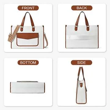 BOSTANTEN Laptop Tote Bag for Women Canvas Work Bag Professional 15.6 inch Briefcase Large Capacity Handbag Slim Business Office Purse