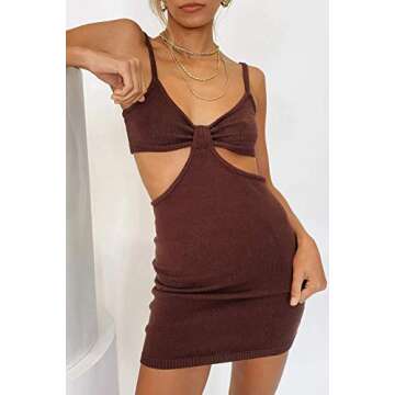 Stylish SOLILOQUY Women Knitted Halter Neck Dress