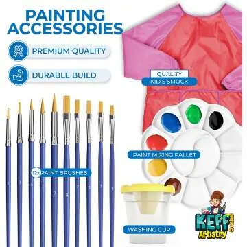 Kids Acrylic Painting Set with Canvases and Easel