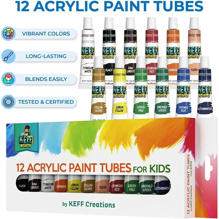 Kids Acrylic Painting Set with Canvases and Easel