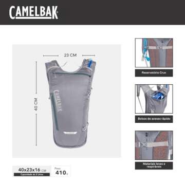 CamelBak Classic Light Bike Hydration Pack 70oz, Gunmetal/Hydro