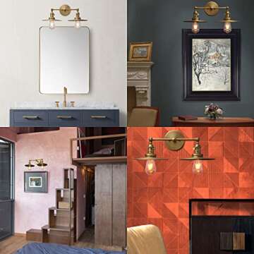 Phansthy 2 Lights Wall Sconce Antique Finished Bathroom Vanity Light with Switch and Dual 7.87 Inches Flat Metal Lampshade (Antique)