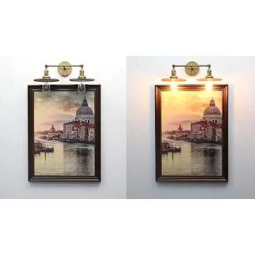 Phansthy 2 Lights Wall Sconce Antique Finished Bathroom Vanity Light with Switch and Dual 7.87 Inches Flat Metal Lampshade (Antique)