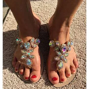 Hinyyrin Women's Summer Rhinestone Bling Wedding Sandals for Stylish Comfort