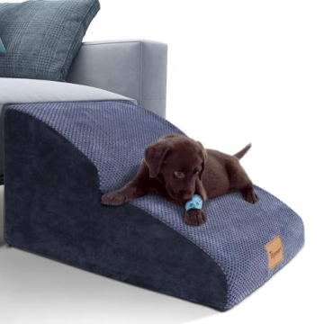 Topmart High Density Extended Foam Dog Ramp&Steps 2 Tiers,11.8" High,Non-Slip Dog Stairs,Soft Foam D...
