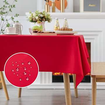 Demetex Red Tablecloth 2 Pack Decorative Table Cloths 60x84 Rectangle Waterproof Wipeable Tablecloths for Wedding Birthday, 60 x 84 inch, Red