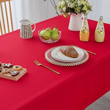 Demetex Red Tablecloth 2 Pack Decorative Table Cloths 60x84 Rectangle Waterproof Wipeable Tablecloths for Wedding Birthday, 60 x 84 inch, Red
