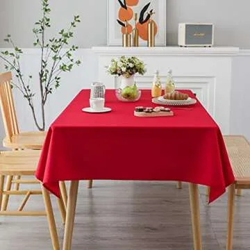 Demetex Red Tablecloth 2 Pack Decorative Table Cloths 60x84 Rectangle Waterproof Wipeable Tablecloths for Wedding Birthday, 60 x 84 inch, Red