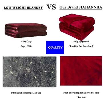 JIAHANNHA Red Fleece Throw Blanket for Cozy Comfort