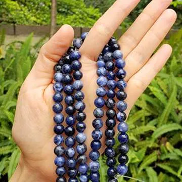 Adabele 6mm Natural Sodalite Beads for Jewelry Crafting