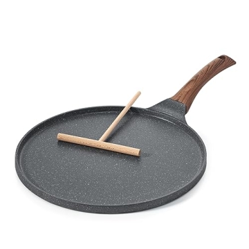 SENSARTE Nonstick Crepe Pan, Swiss Granite Coating Dosa Pan Pancake Flat Skillet Tawa Griddle 10-Inc...