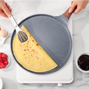SENSARTE Nonstick Crepe Pan, Swiss Granite Coating Dosa Pan Pancake Flat Skillet Tawa Griddle 10-Inch with Stay-Cool Handle, Induction Compatible, PFOA Free
