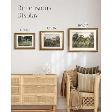 InSimSea Gold Picture Framed Wall Art, Living Room Bedroom Bathroom Vintage Wild Field Valley Canvas Print Wall Decor, Home Farmhouse Decor, Antique Paintings with Frames 13x16inch