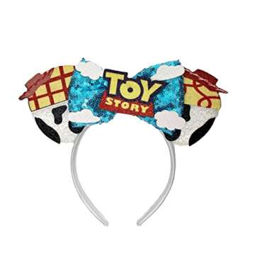 Atvscay Buzz Light Year Mouse Ears headband Classic Sequin Ears For Toy Story Inspired Party Girls Costume Fancy Dress For Toy Story Hair Accessories (cowboy toy style)