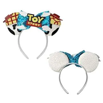 Atvscay Buzz Light Year Mouse Ears headband Classic Sequin Ears For Toy Story Inspired Party Girls Costume Fancy Dress For Toy Story Hair Accessories (cowboy toy style)