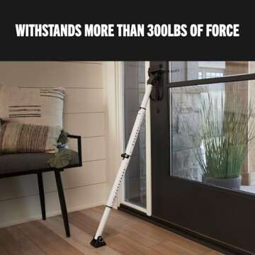 Master Lock Compact Door Stopper Folding Security Bar, Adjustable for Hinged and Sliding Doors, Whit...