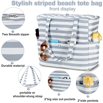 LOIDOU Large Waterproof Tote Bag for Beach & Travel