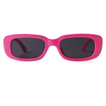 ADE WU Rectangle Sunglasses for Women Men Retro 90s Sunglasses Trendy Narrow Square Glasses Y2K Hot Pink Frame