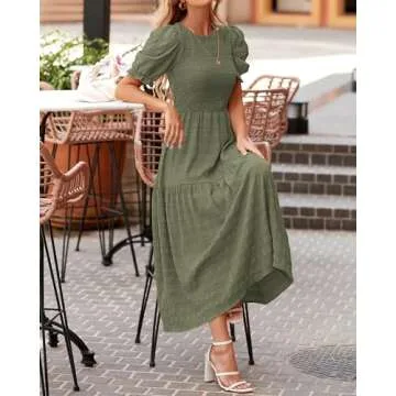 Dowerme Summer Casual Dress with Ruffle Short Sleeves