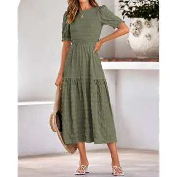 Dowerme Summer Casual Dress with Ruffle Short Sleeves
